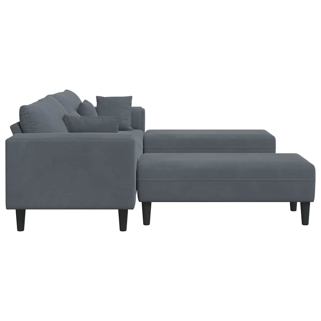 Canapé en velours avec coussin 3 pcs Gris foncé 208 cm Velours - XIOS