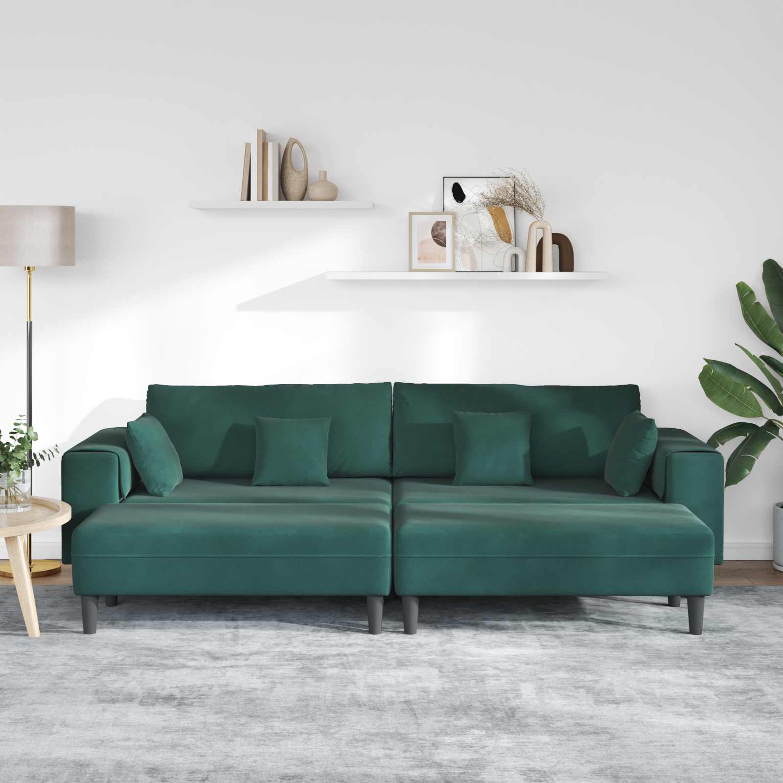 Canapé 3 pcs Vert foncé 250 x 188 x 76 cm Velours