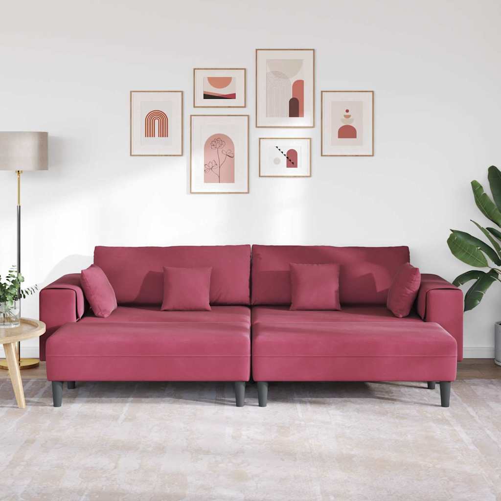 Canapé en velours avec coussin 3 pcs Bordeaux 208 cm Velours - XIOS