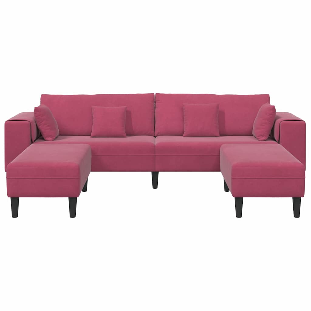 Canapé en velours avec coussin 3 pcs Bordeaux 208 cm Velours - XIOS