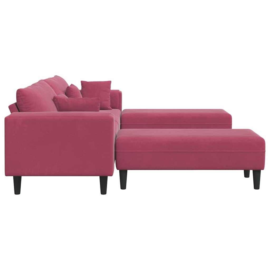 Canapé en velours avec coussin 3 pcs Bordeaux 208 cm Velours - XIOS
