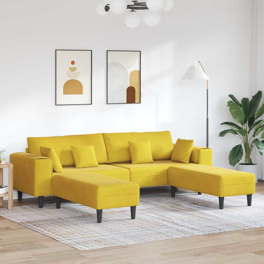 Canapé en velours avec coussin 3 pcs Jaune 208 cm Velours - XIOS