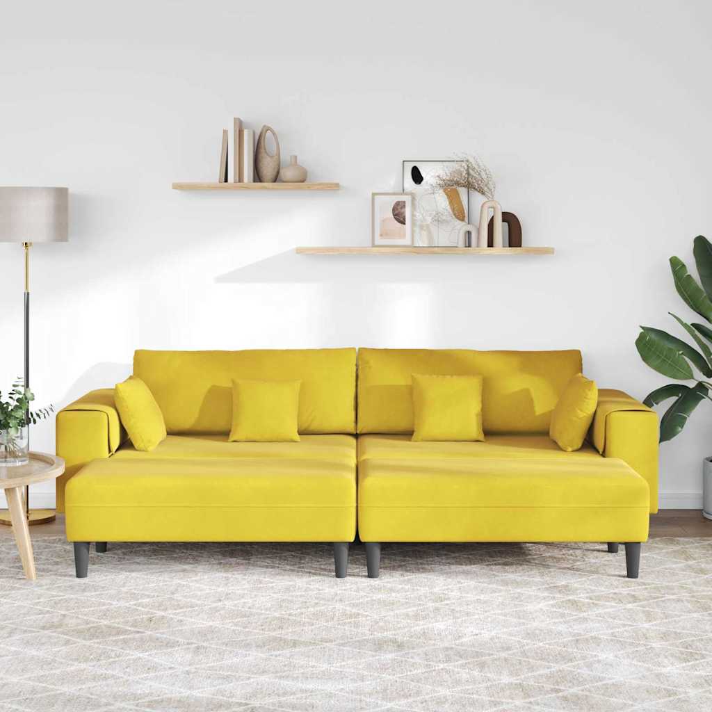 Canapé en velours avec coussin 3 pcs Jaune 208 cm Velours - XIOS