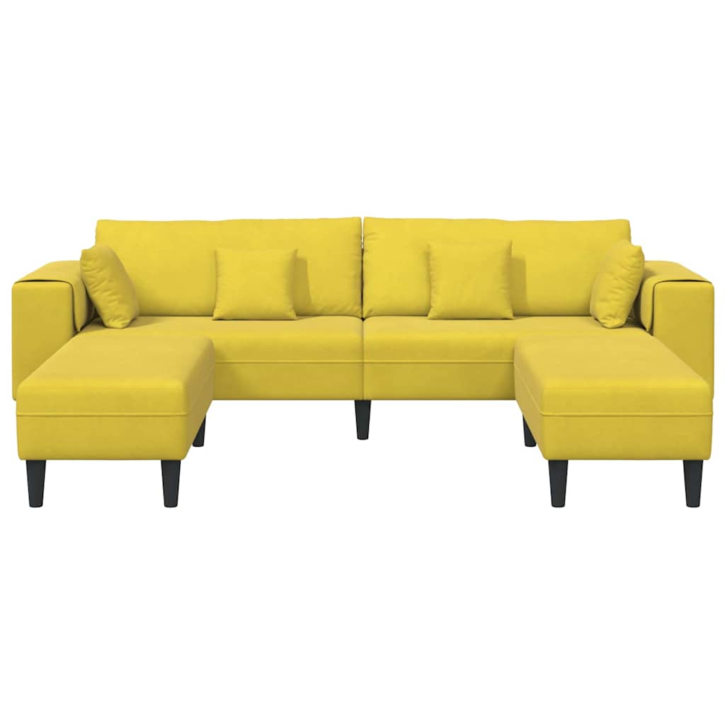 Canapé en velours avec coussin 3 pcs Jaune 208 cm Velours - XIOS