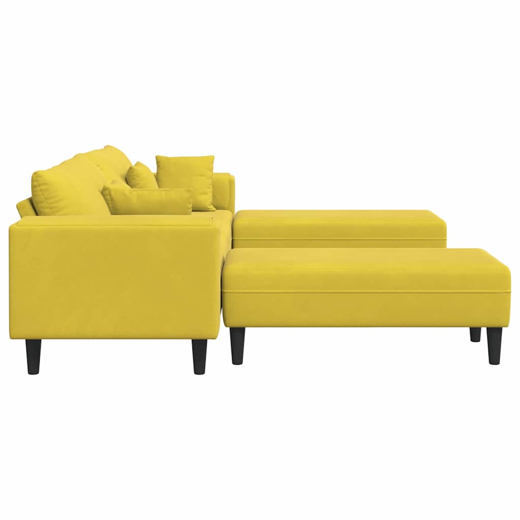 Canapé en velours avec coussin 3 pcs Jaune 208 cm Velours - XIOS