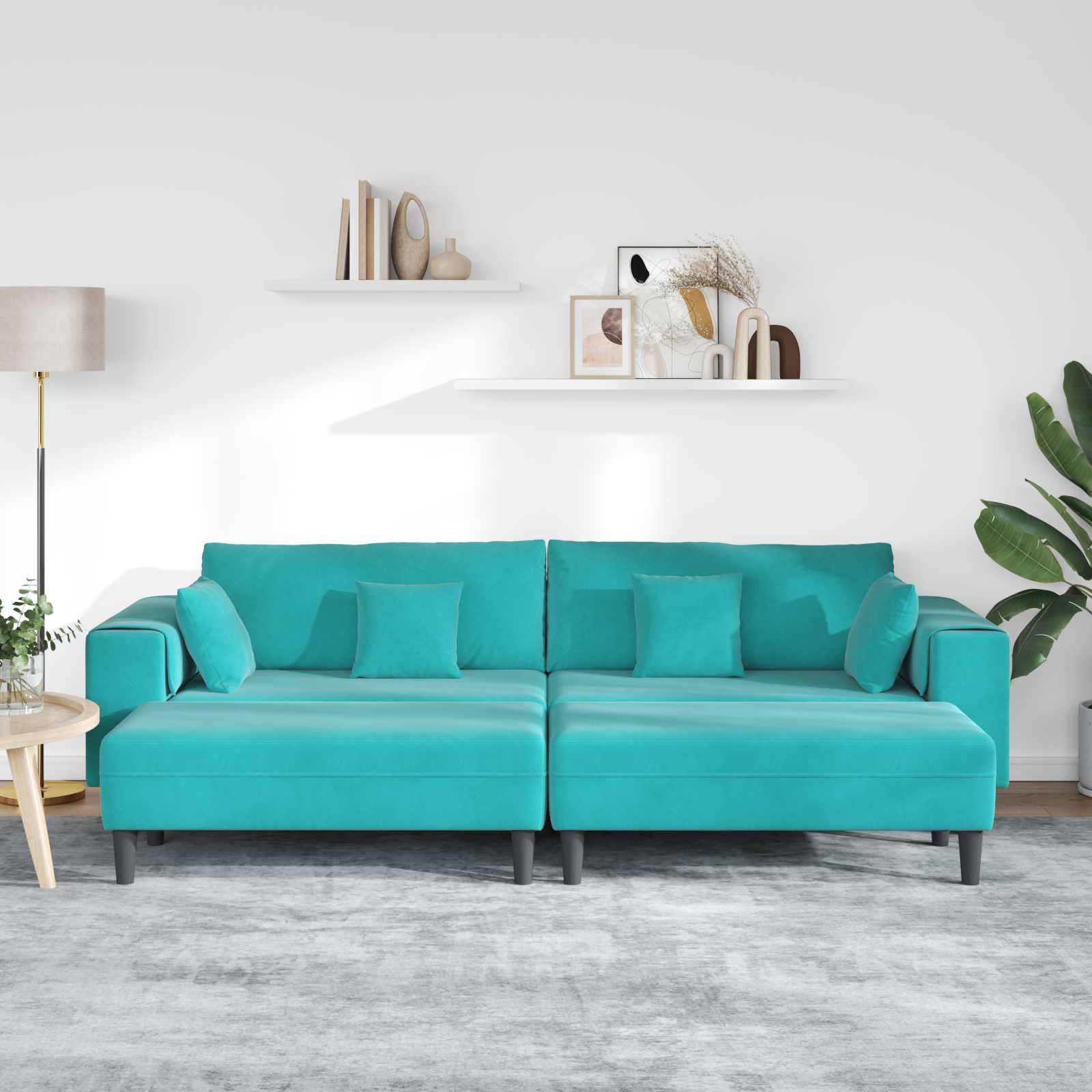 Canapé 3 pcs Turquoise 250 x 188 x 76 cm Velours