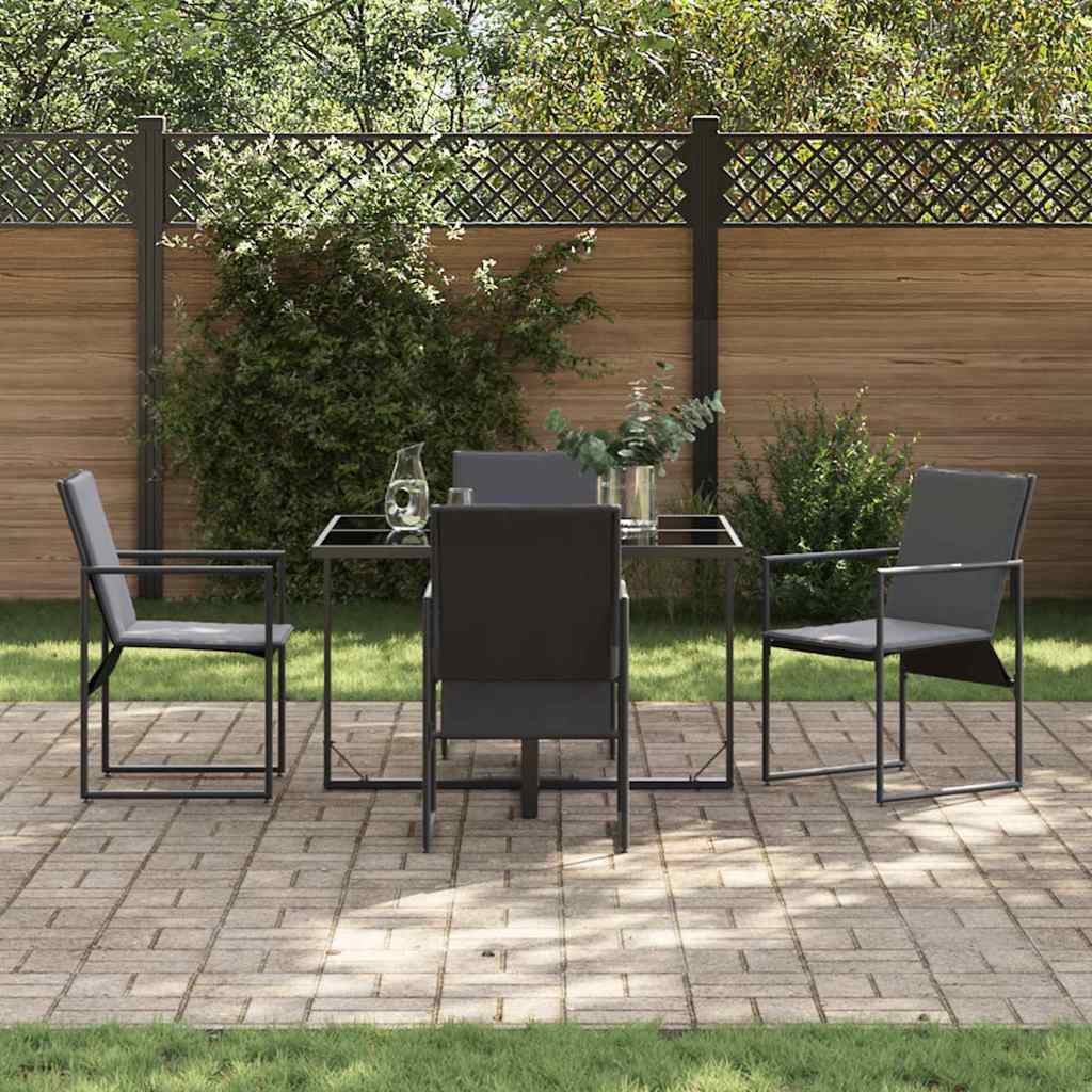 Ensemble de salle à manger pour jardin 5 pcs Noir Acier