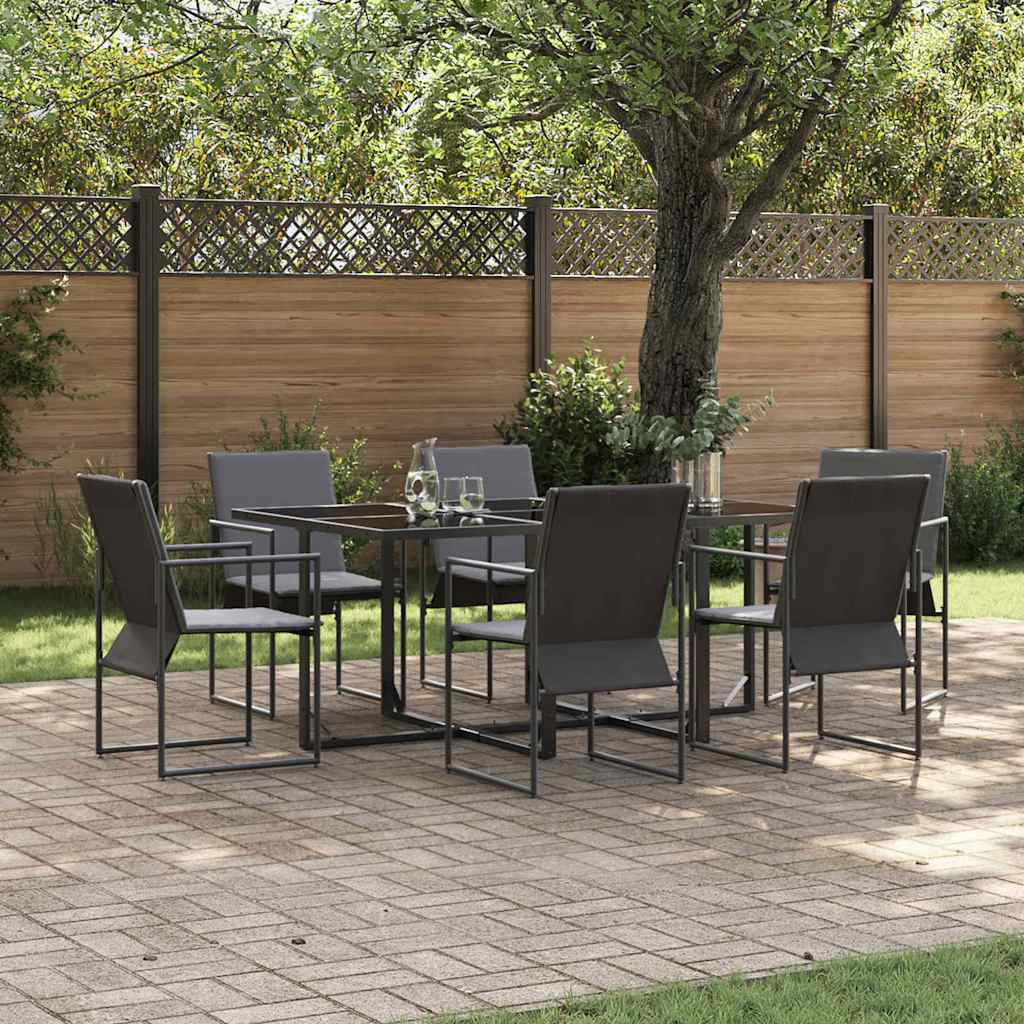 Ensemble de salle à manger pour jardin 7 pc Noir Acier - XIOS