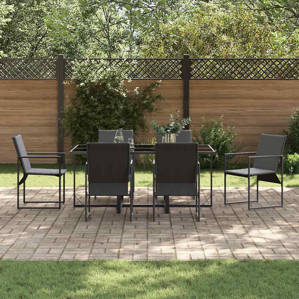 Ensemble de salle à manger pour jardin 7 pc Noir Acier - XIOS