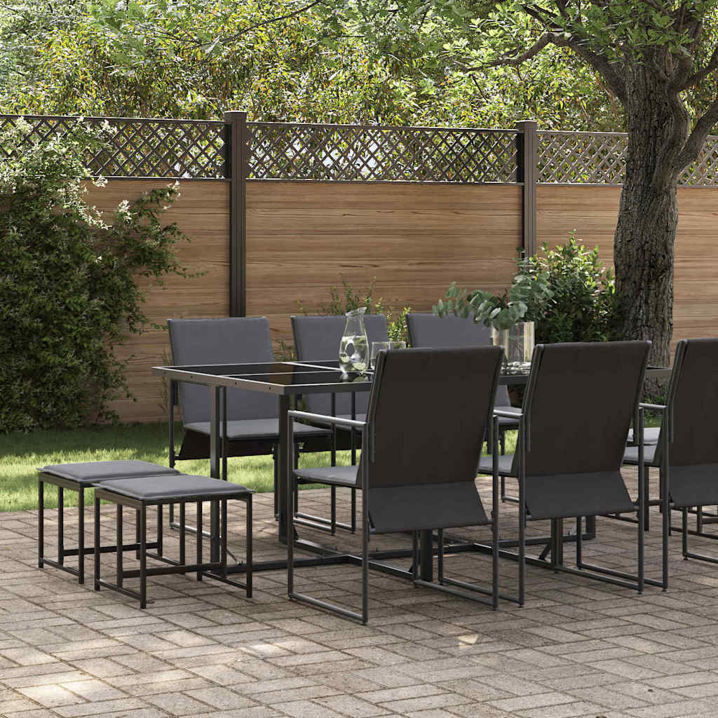 Ensemble de salle à manger pour jardin 11 pc Noir Acier - XIOS