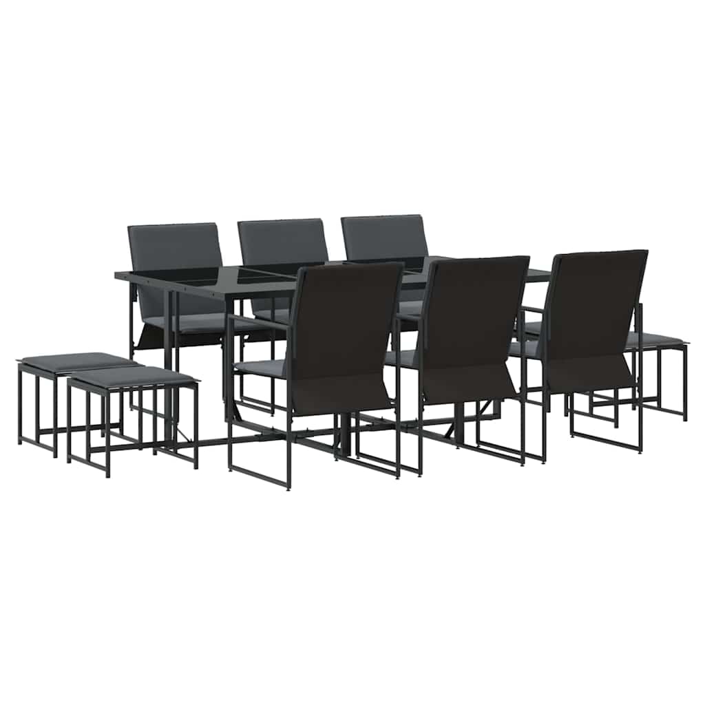 Ensemble de salle à manger pour jardin 11 pc Noir Acier - XIOS