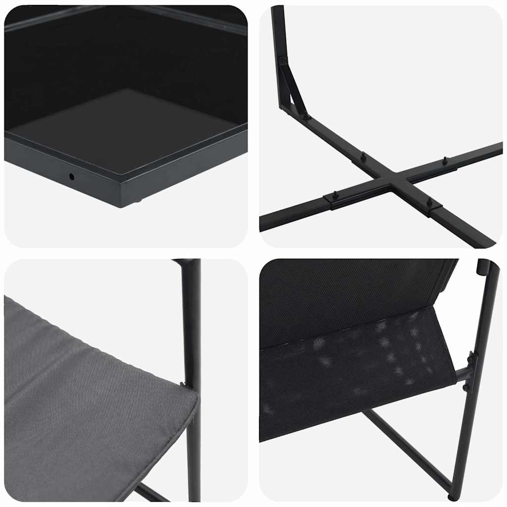 Ensemble de salle à manger pour jardin 9 pcs Noir Acier