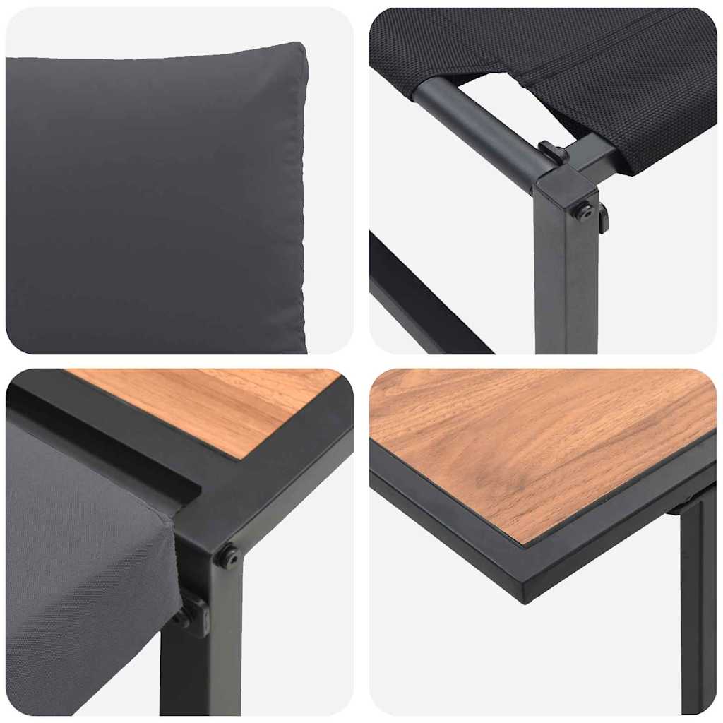 Ensemble de salle à manger pour jardin 3 pcs Anthracite Acier