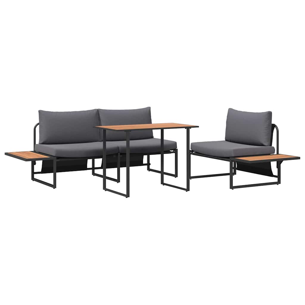 Ensemble de salle à manger pour jardin 3 pcs Anthracite Acier
