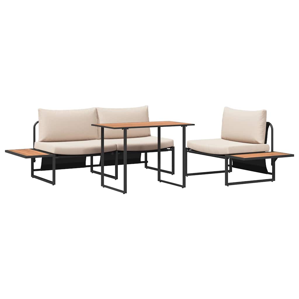 Ensemble de salle à manger pour jardin 3 pcs Taupe Acier