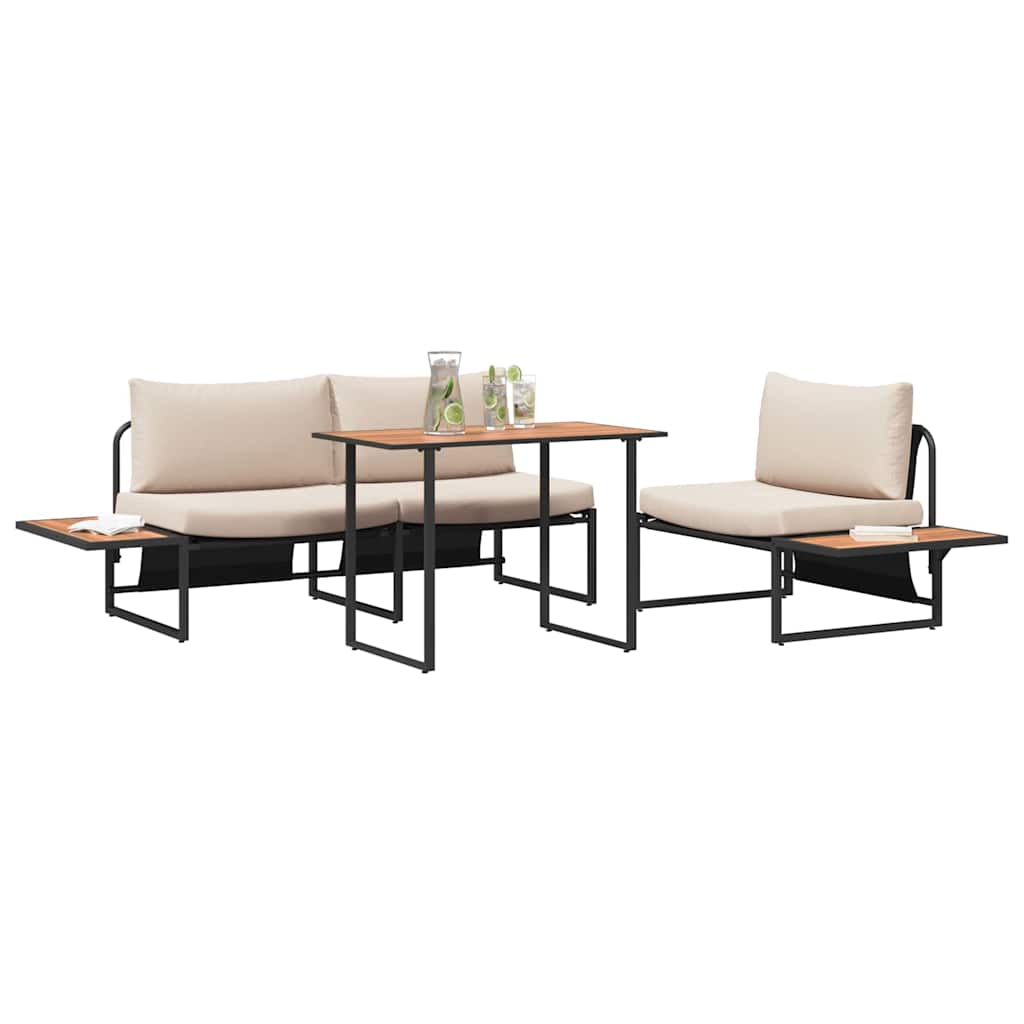 Ensemble de salle à manger pour jardin 3 pcs Taupe Acier