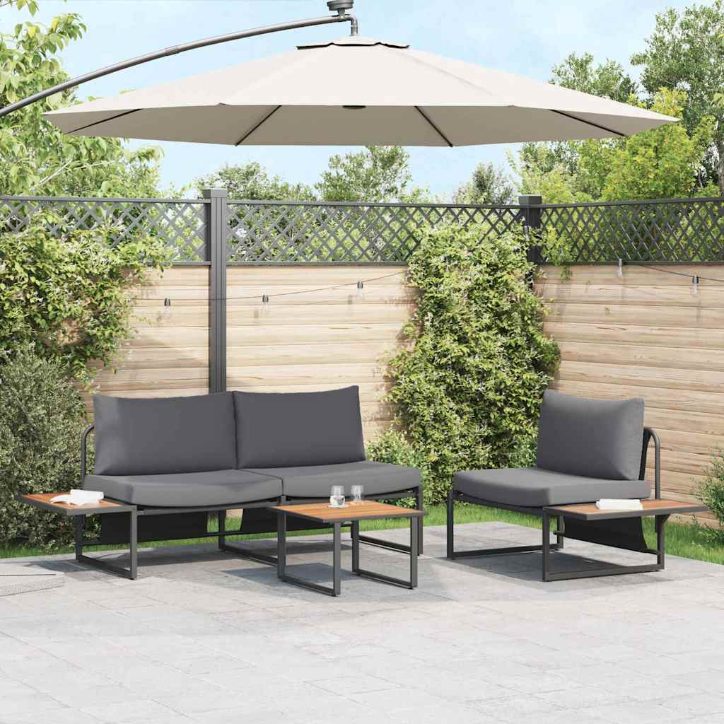 Ensemble de salle à manger pour jardin 3 pcs Anthracite Acier