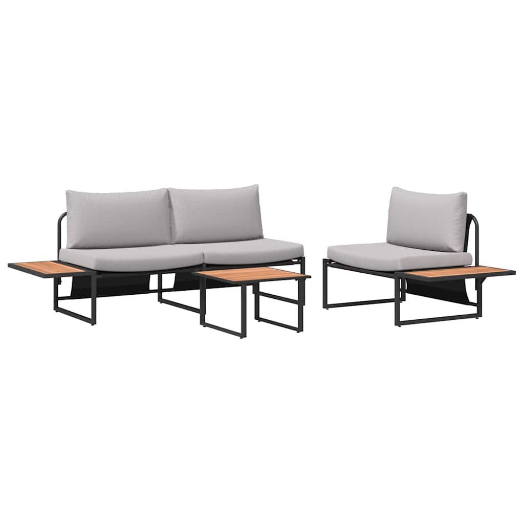 Ensemble de salle à manger pour jardin 3 pcs Gris clair Acier