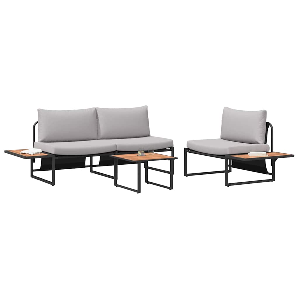 Ensemble de salle à manger pour jardin 3 pcs Gris clair Acier