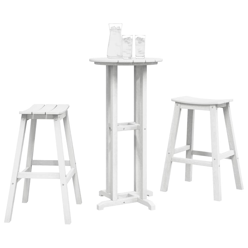 Ensemble de bar de jardin 3 pcs Blanc HDPE