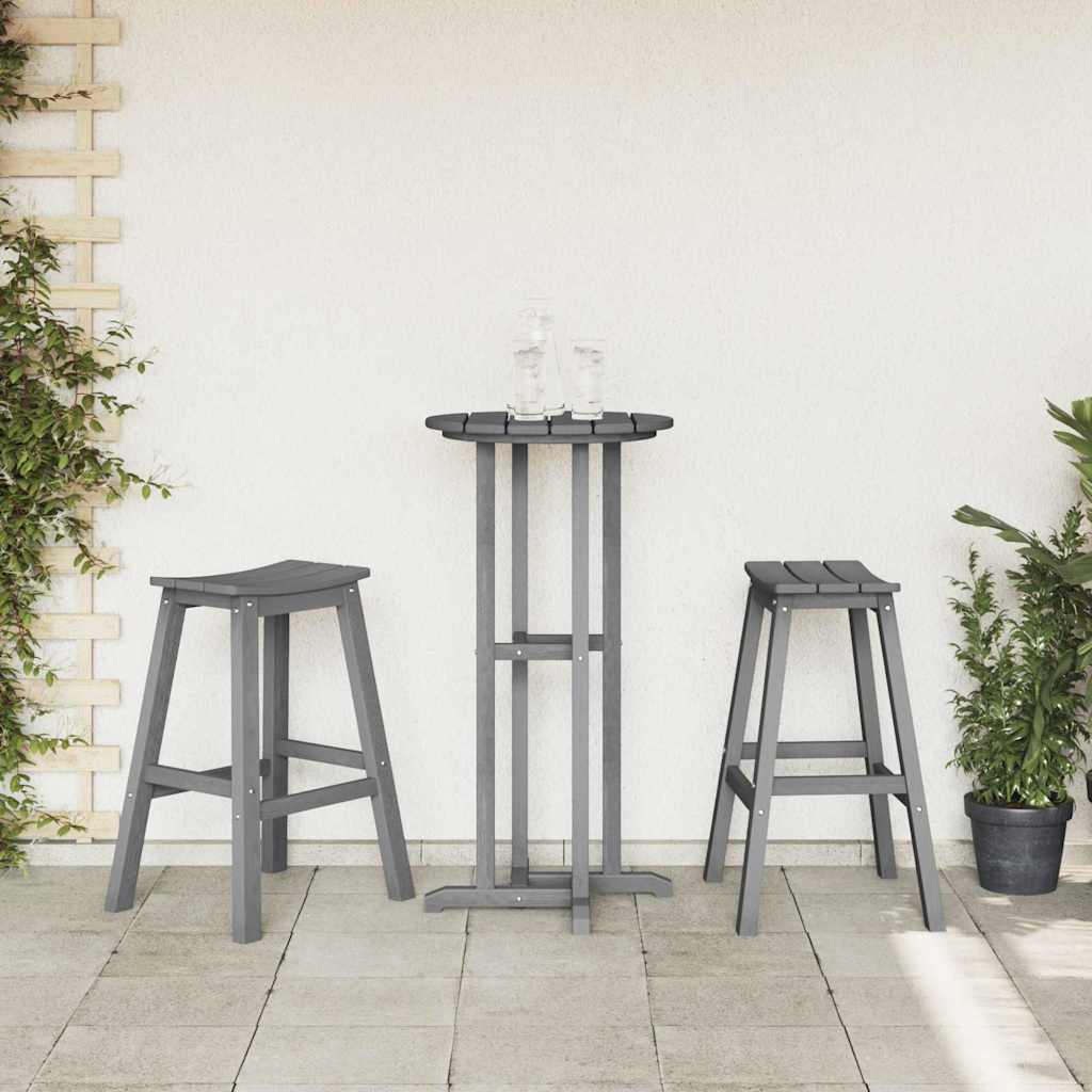 Ensemble de bar de jardin 3 pcs Gris clair HDPE