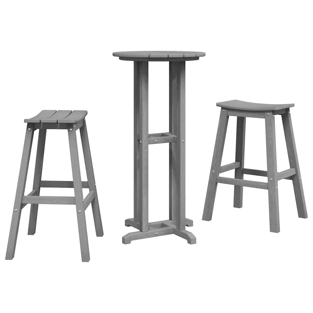 Ensemble de bar de jardin 3 pcs Gris clair HDPE