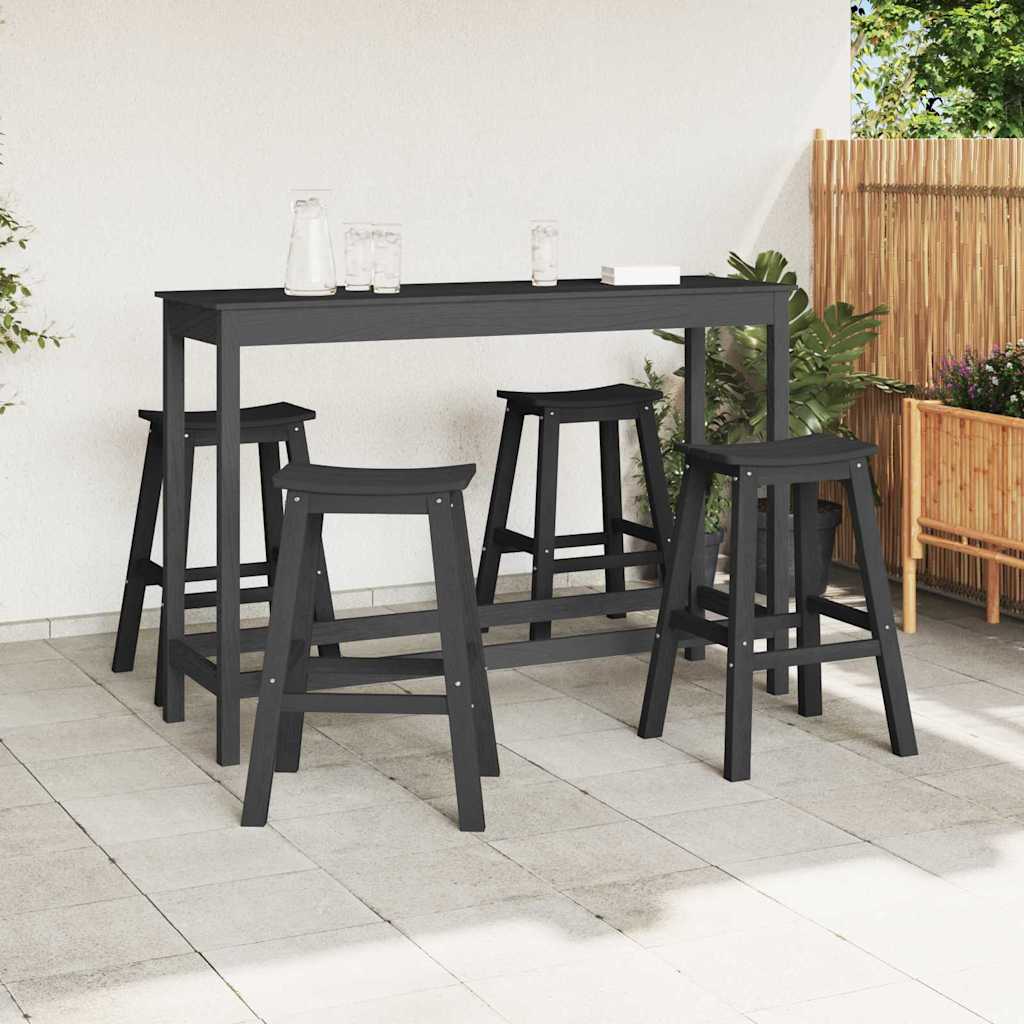 Ensemble de bar de jardin 4 pcs Noir HDPE
