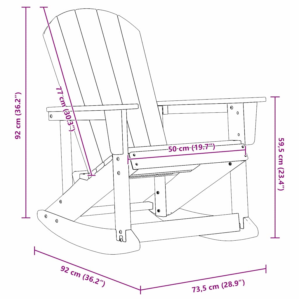 Chaises Berçantes Adirondack 2 pcs Bleu marine HDPE