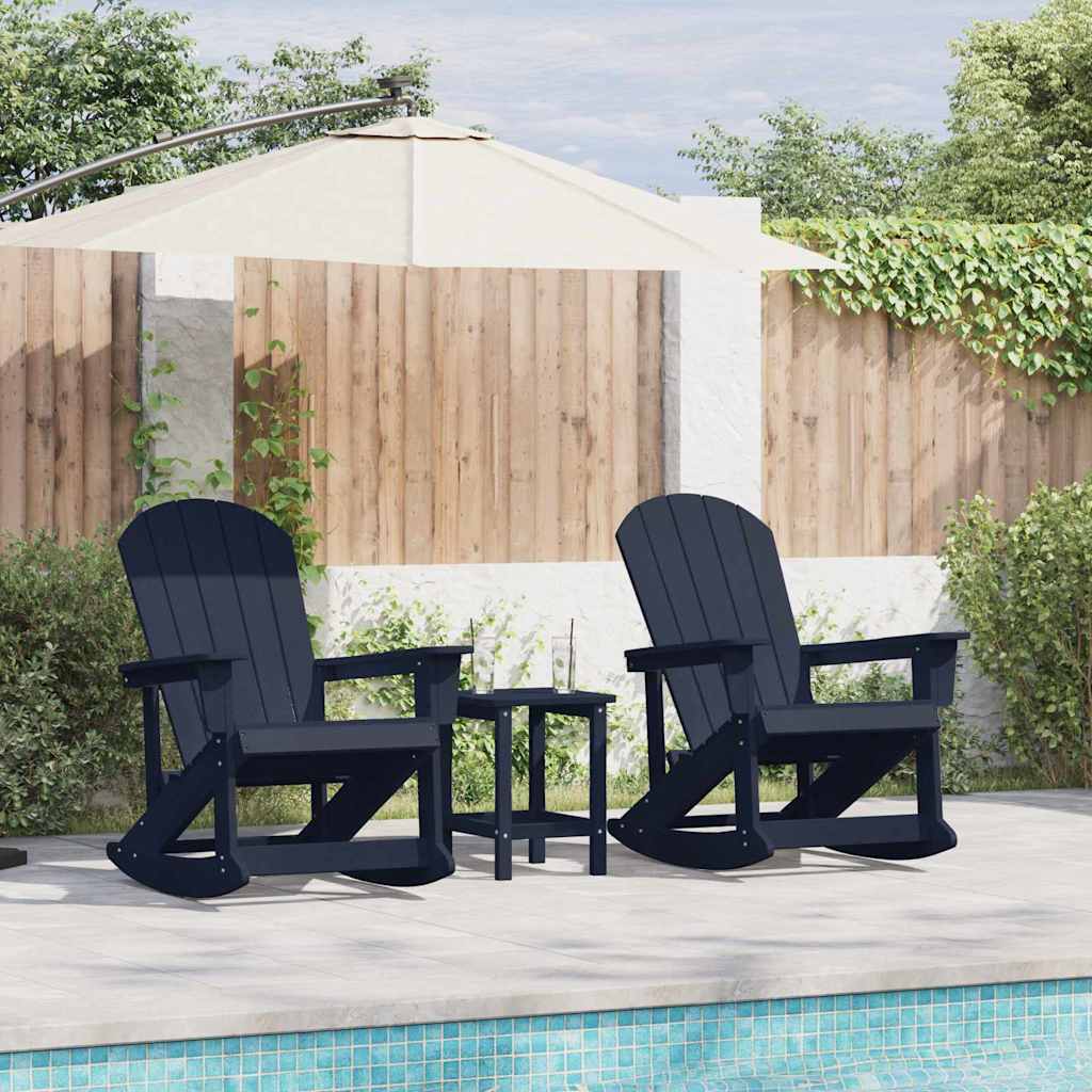 Ensemble de salon de jardin 3 pcs Bleu marine HDPE
