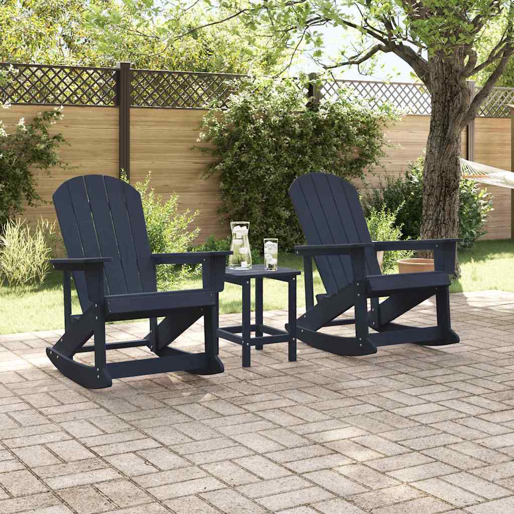 Ensemble de salon de jardin 3 pcs Bleu marine HDPE