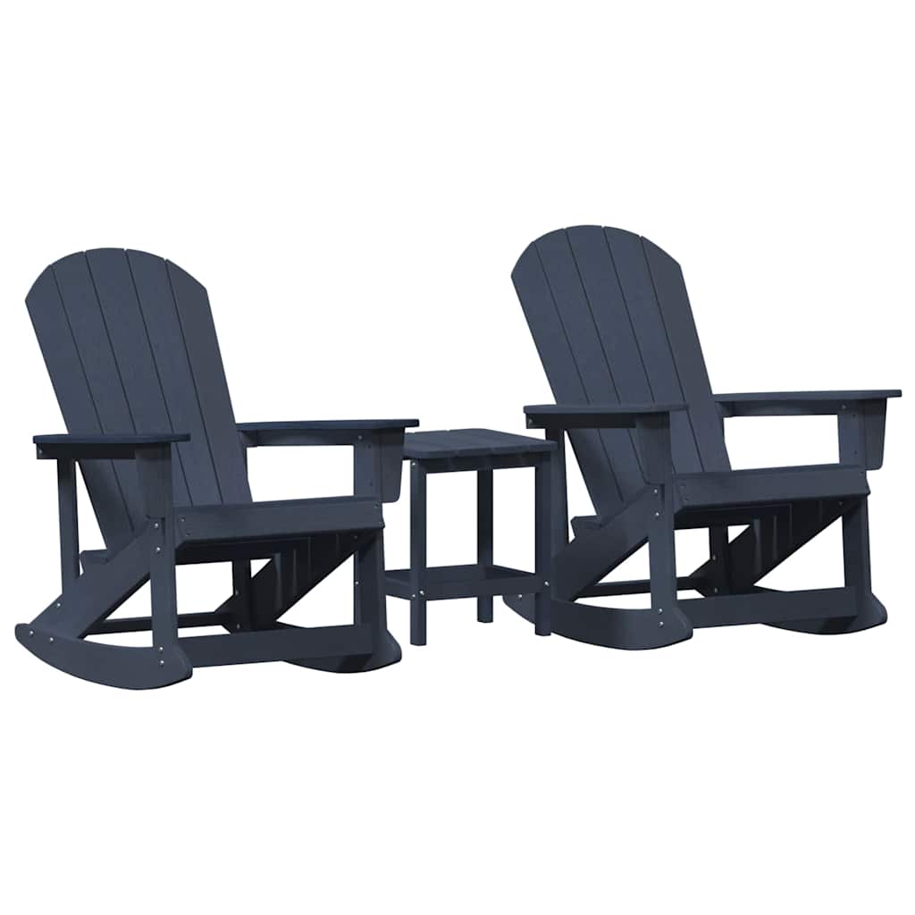 Ensemble de salon de jardin 3 pcs Bleu marine HDPE