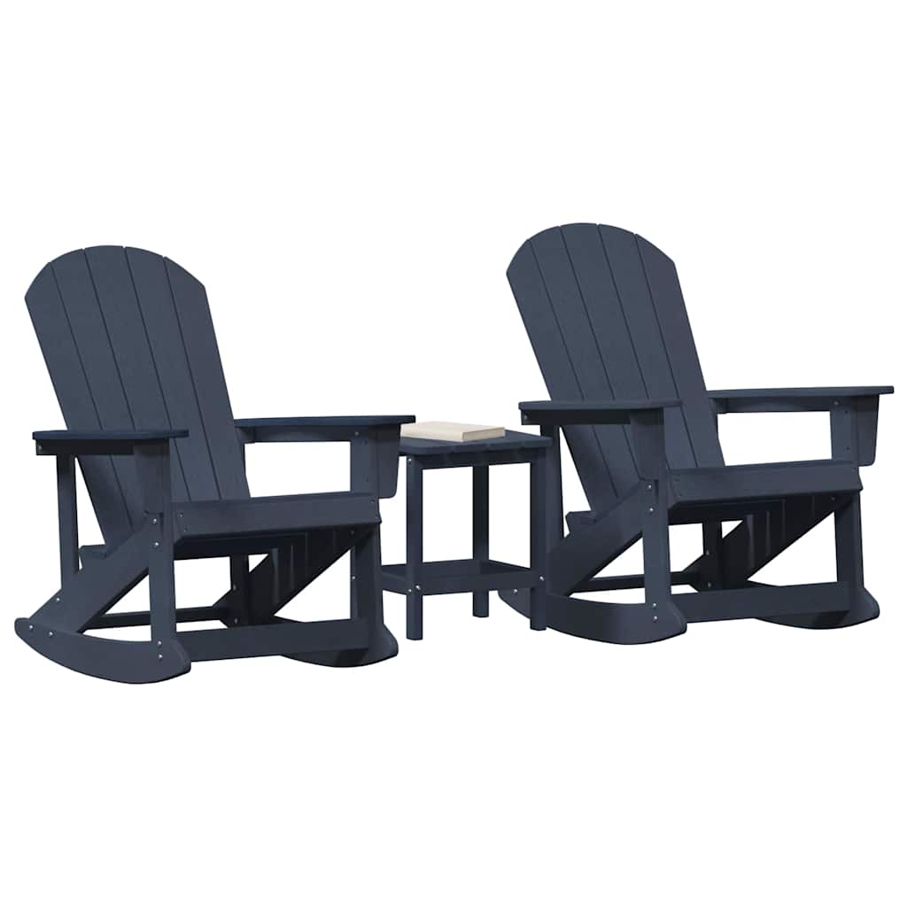 Ensemble de salon de jardin 3 pcs Bleu marine HDPE