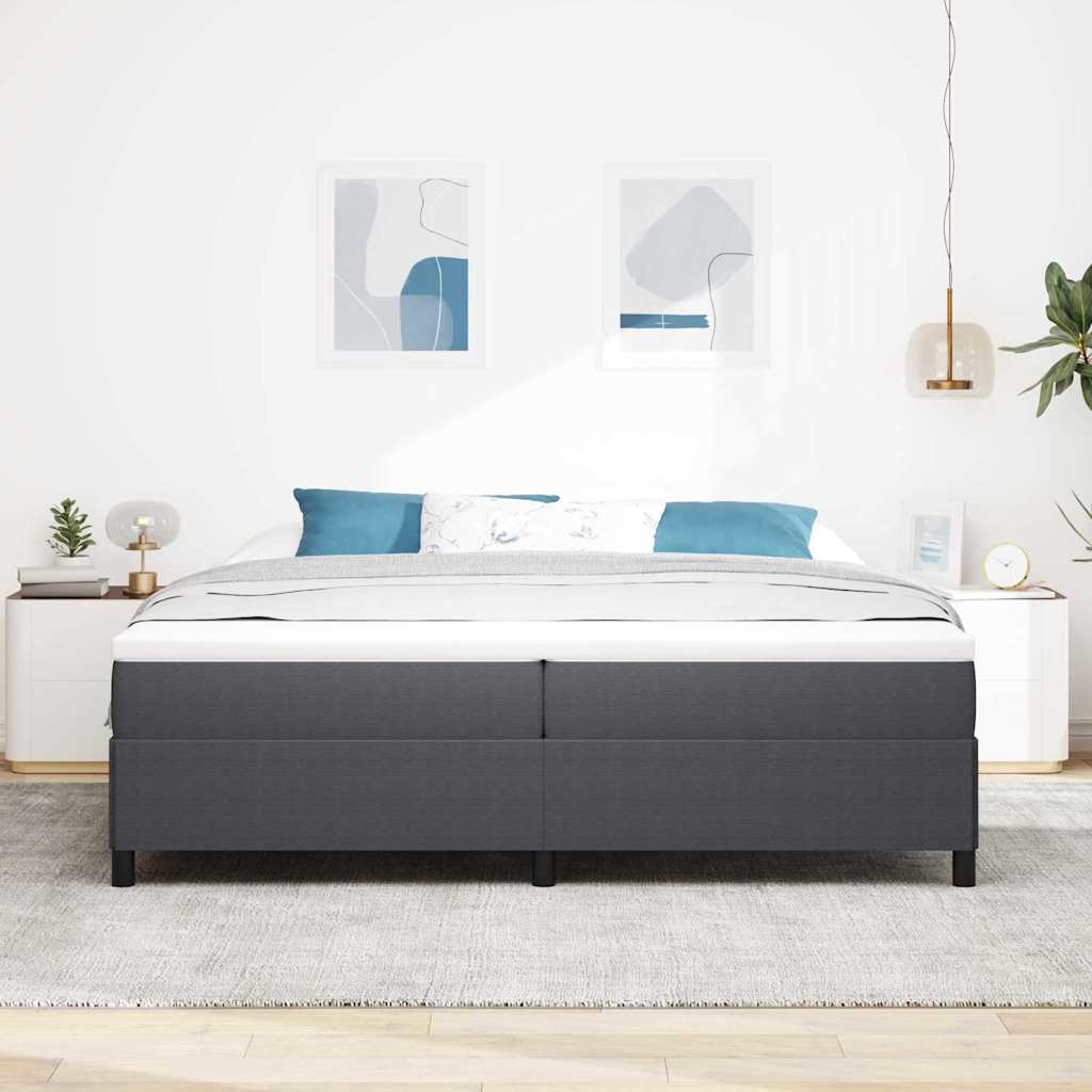 Lit à ressorts Gris foncé 200 x 200 cm Tissu en velours côtelé - XIOS