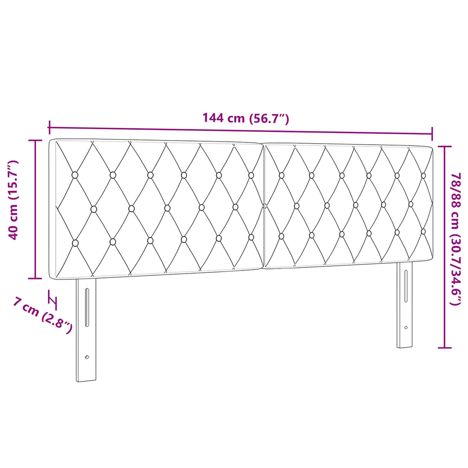 Tête de lit avec tête de lit Bleu foncé 144 cm Cuir synthétique - XIOS