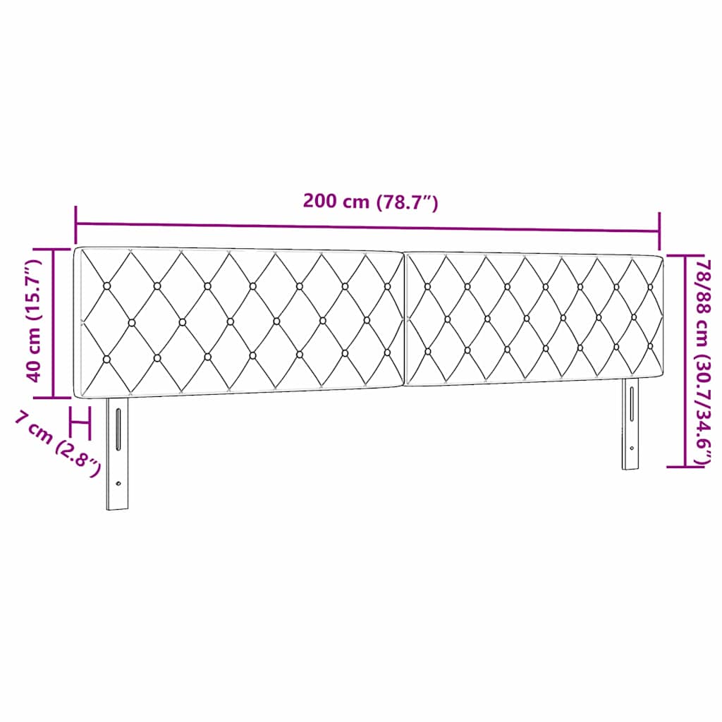 Tête de Lit en Velours Argyle Gris foncé 200 cm Velours - XIOS