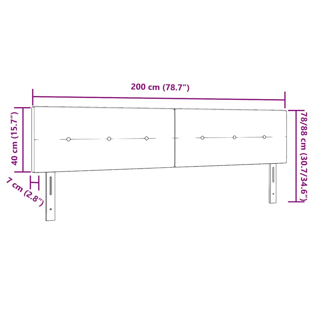 Tête de lit avec tête de lit Gris foncé 200 cm tissu - XIOS