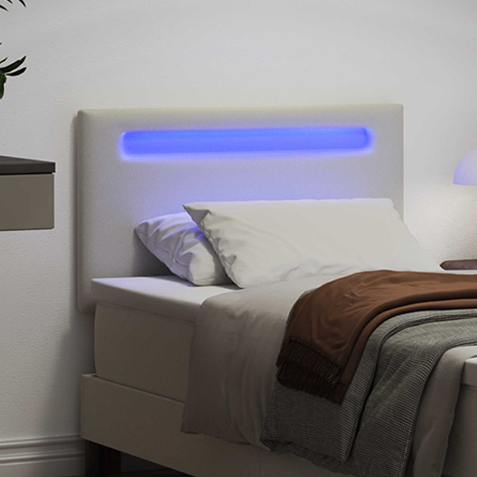 Tête de lit LED Blanc 100 cm Cuir synthétique - XIOS
