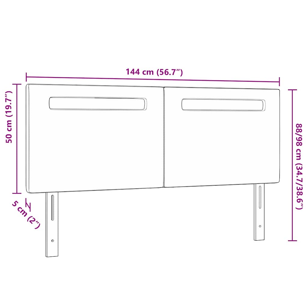 Tête de lit avec des lumières à LED Noir 144 cm PVC - XIOS