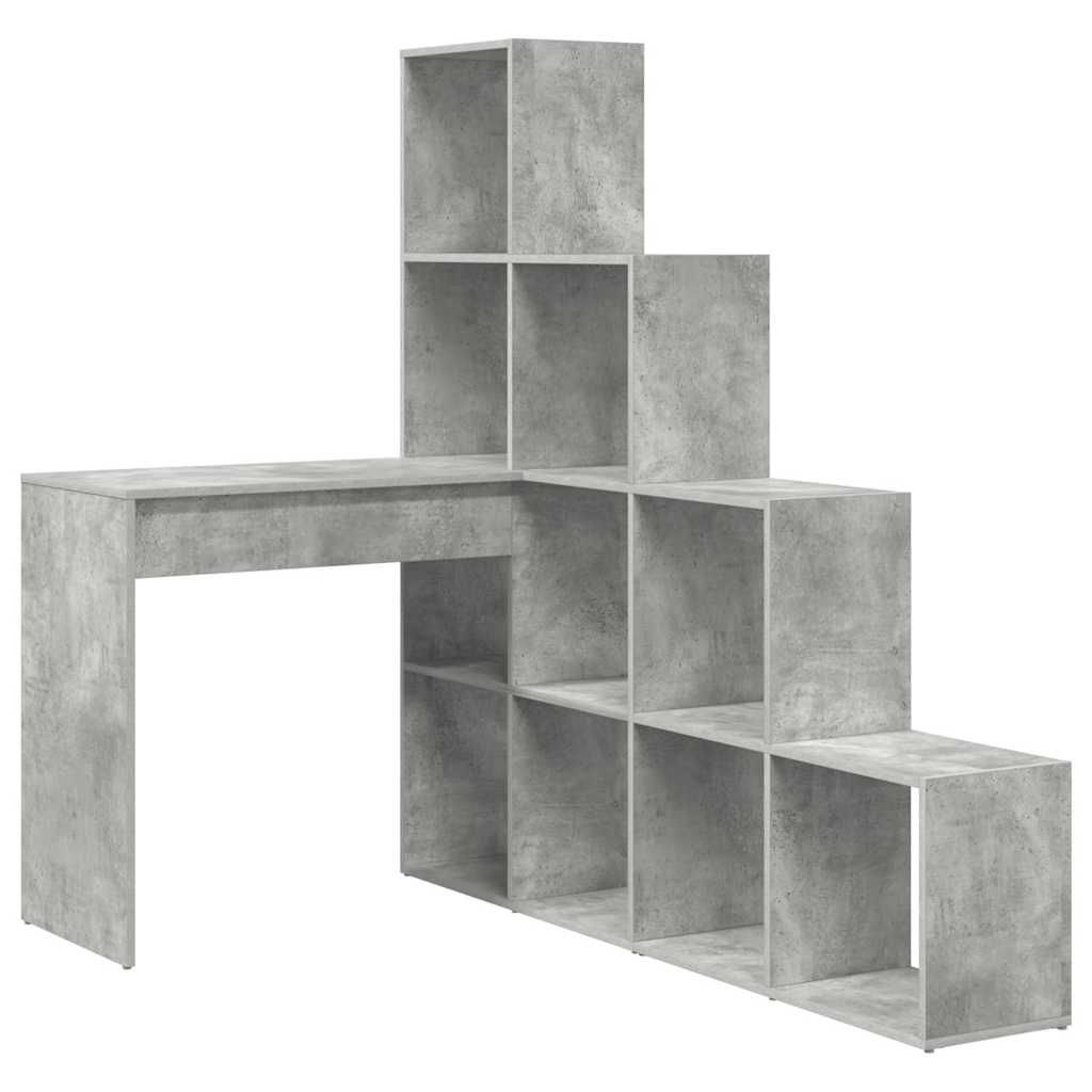 Bureau d'angle avec étagère Gris béton 101,5 x 149,5 x 149,5 cm - XIOS