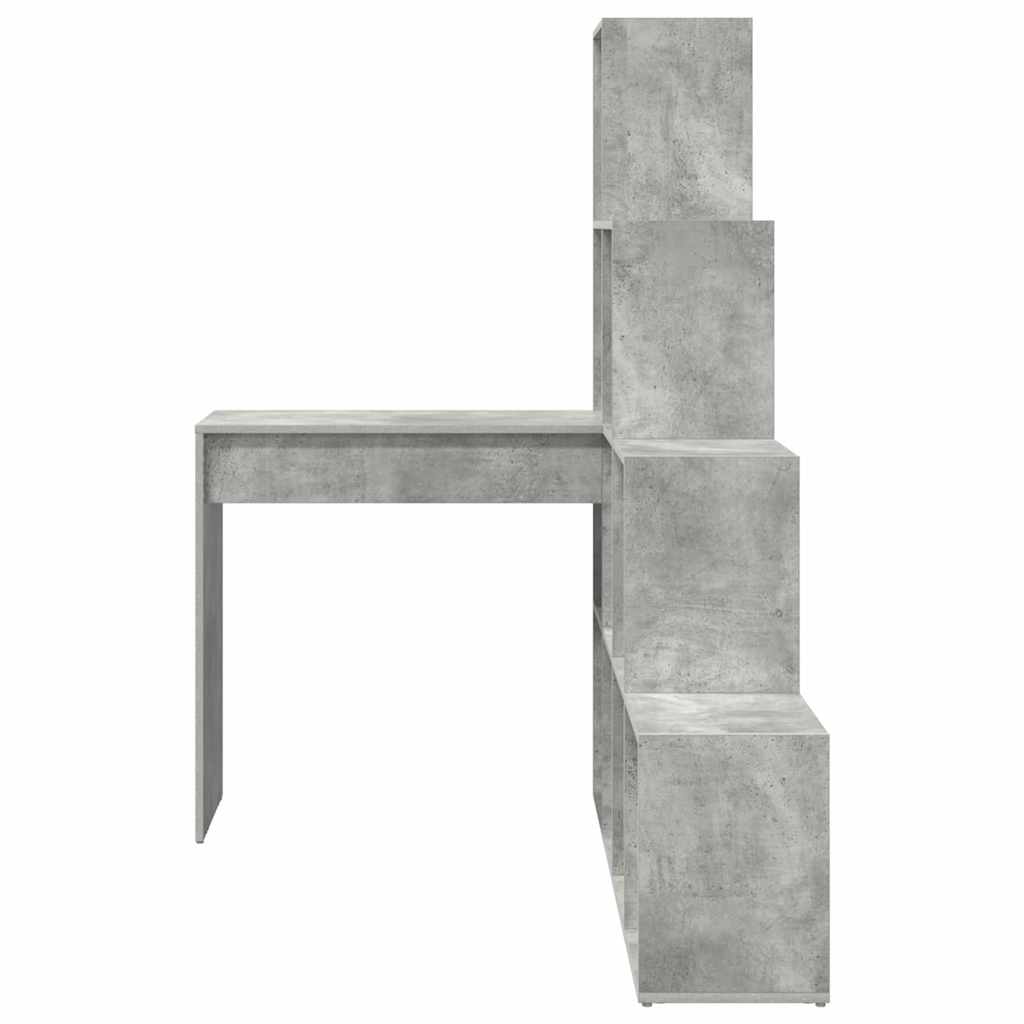Bureau d'angle avec étagère Gris béton 101,5 x 149,5 x 149,5 cm - XIOS
