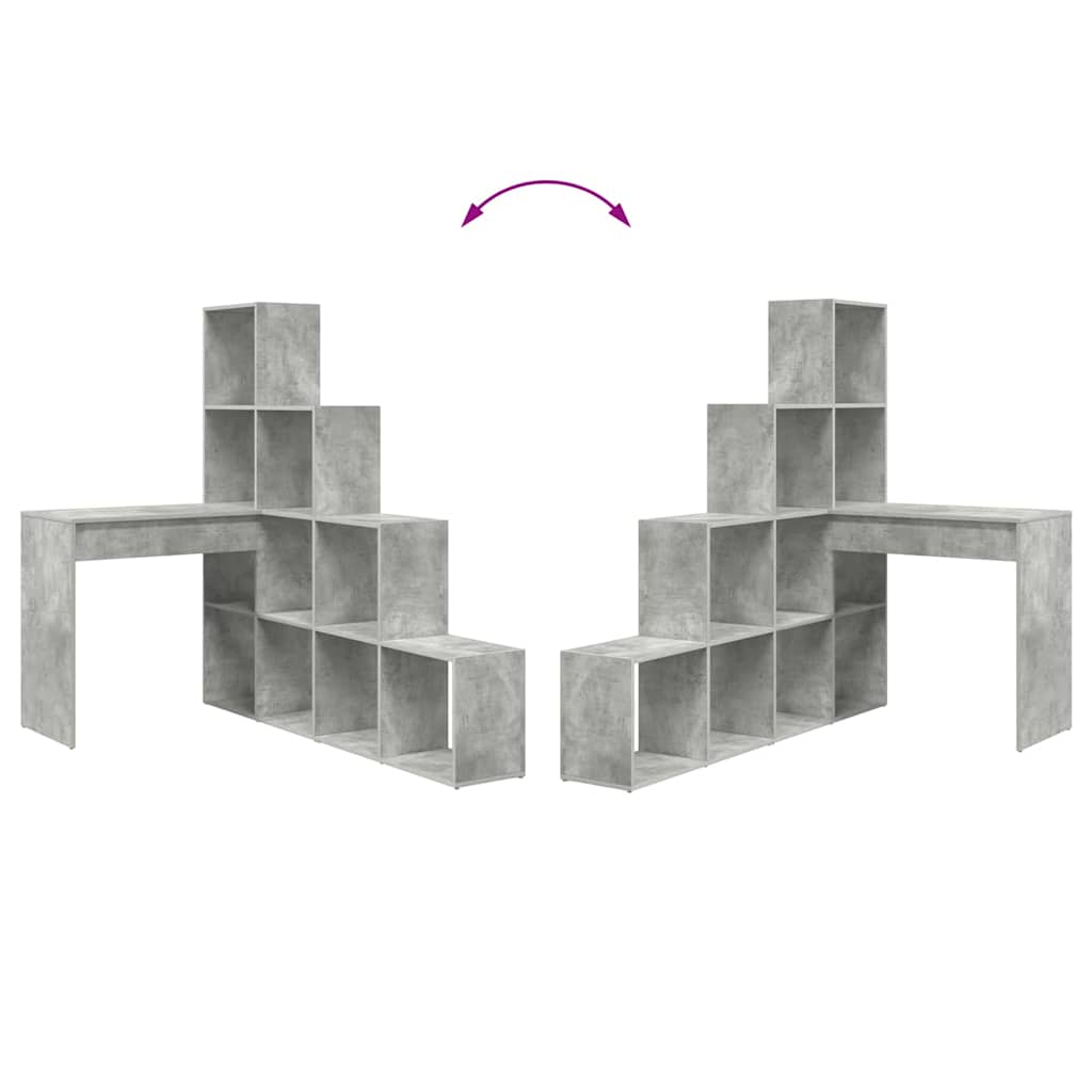 Bureau d'angle avec étagère Gris béton 101,5 x 149,5 x 149,5 cm - XIOS