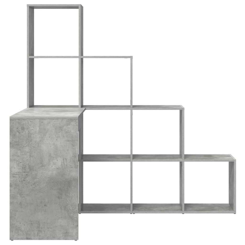 Bureau d'angle avec étagère Gris béton 101,5 x 149,5 x 149,5 cm - XIOS