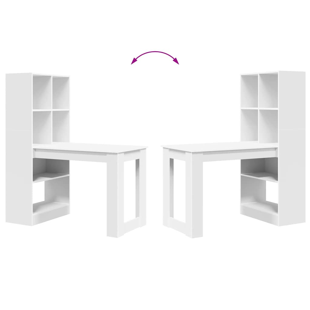 Bureau avec étagère Blanc 122 x 67 x 145 cm Bois d'ingénierie - XIOS