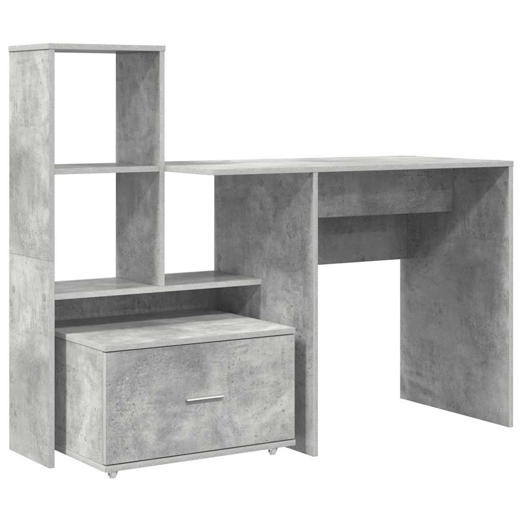 Bureau Gris béton 131,5 x 50 x 106,5 cm Bois d'ingénierie - XIOS