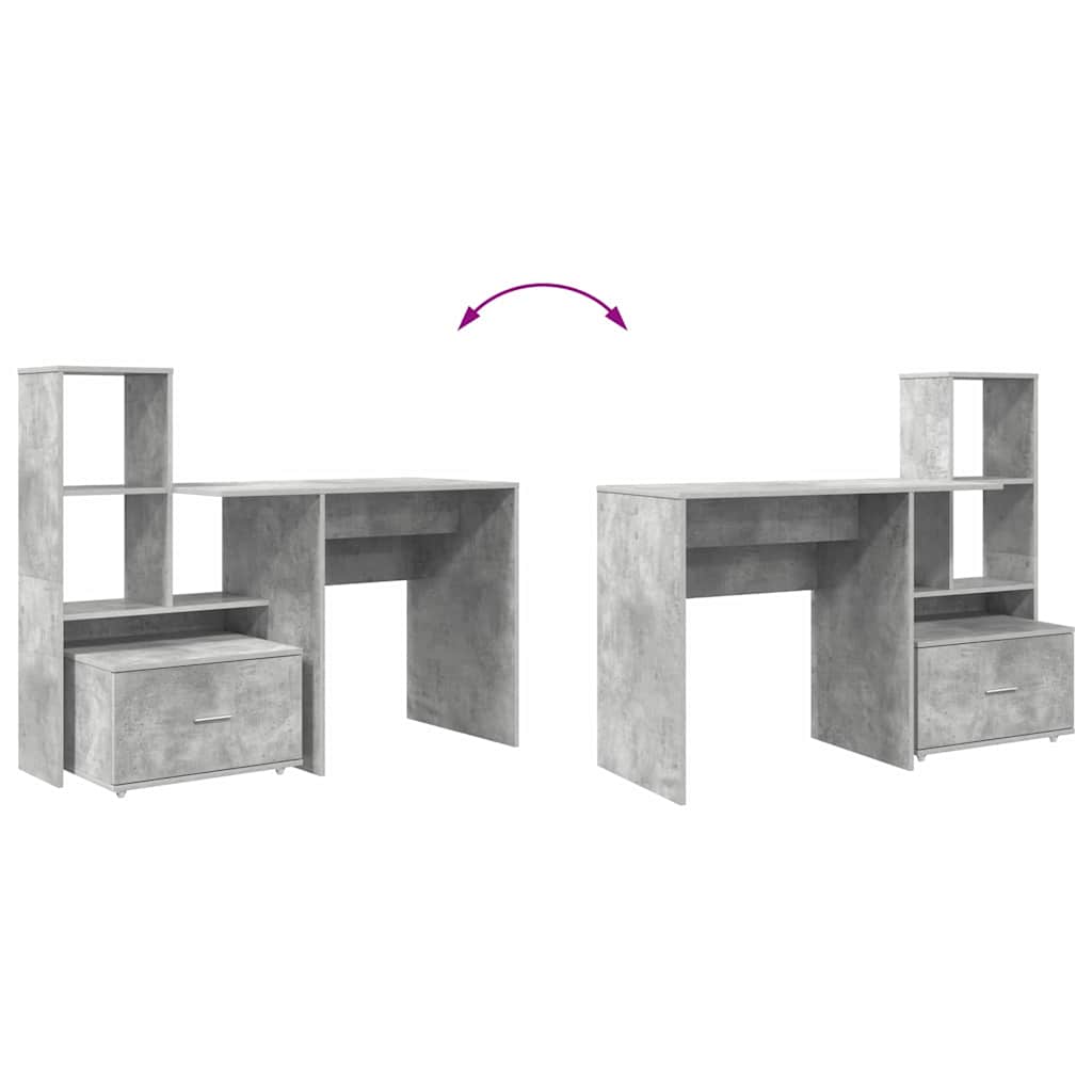 Bureau Gris béton 131,5 x 50 x 106,5 cm Bois d'ingénierie - XIOS