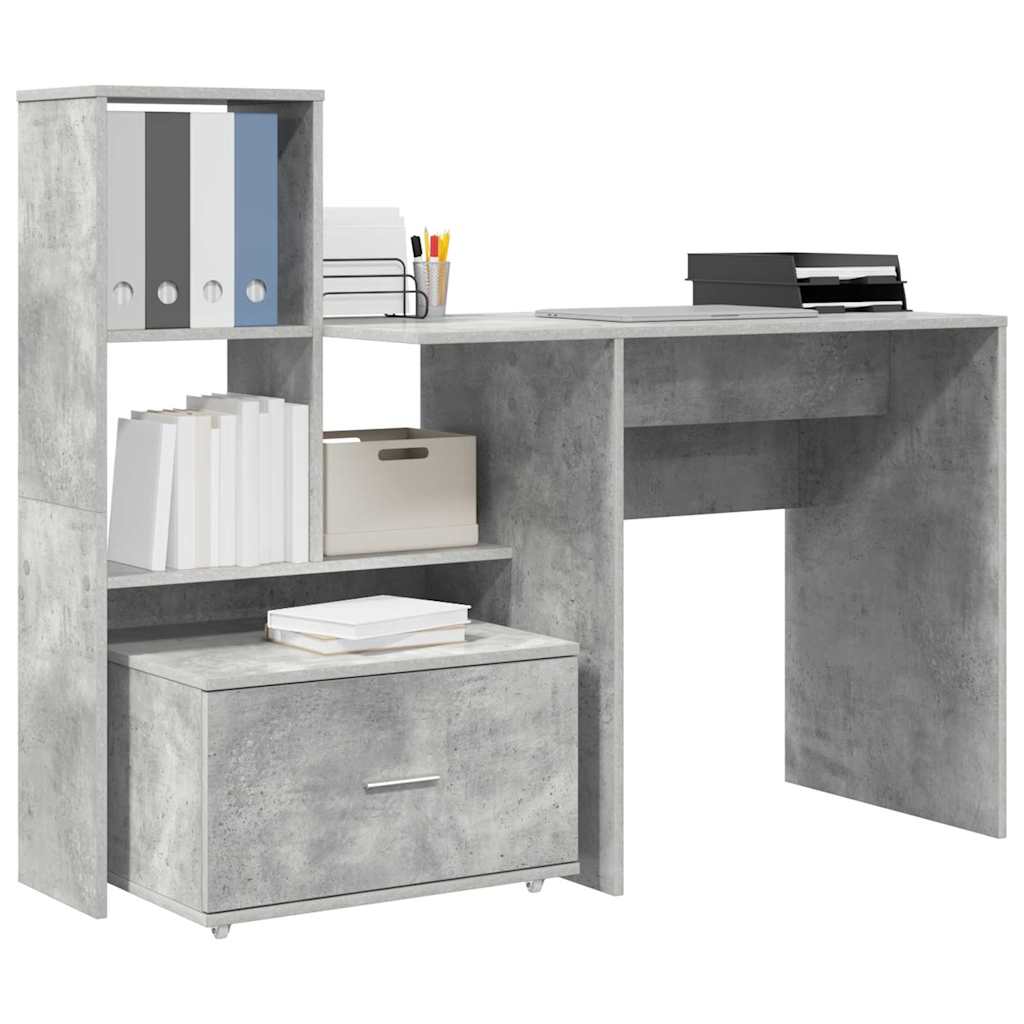 Bureau Gris béton 131,5 x 50 x 106,5 cm Bois d'ingénierie - XIOS