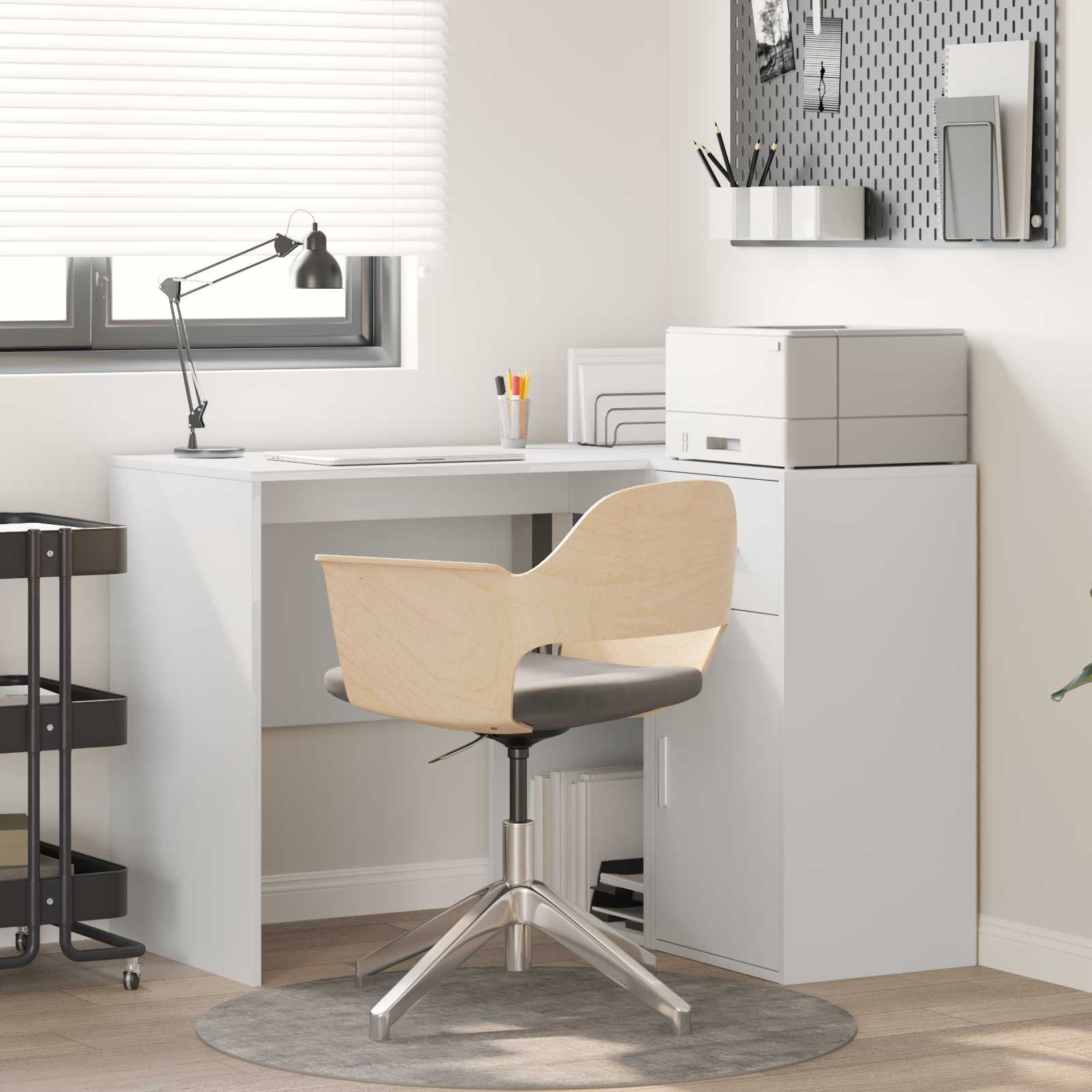 Bureau d'angle avec tiroir avec étagère Blanc 102 x 88 x 75 cm