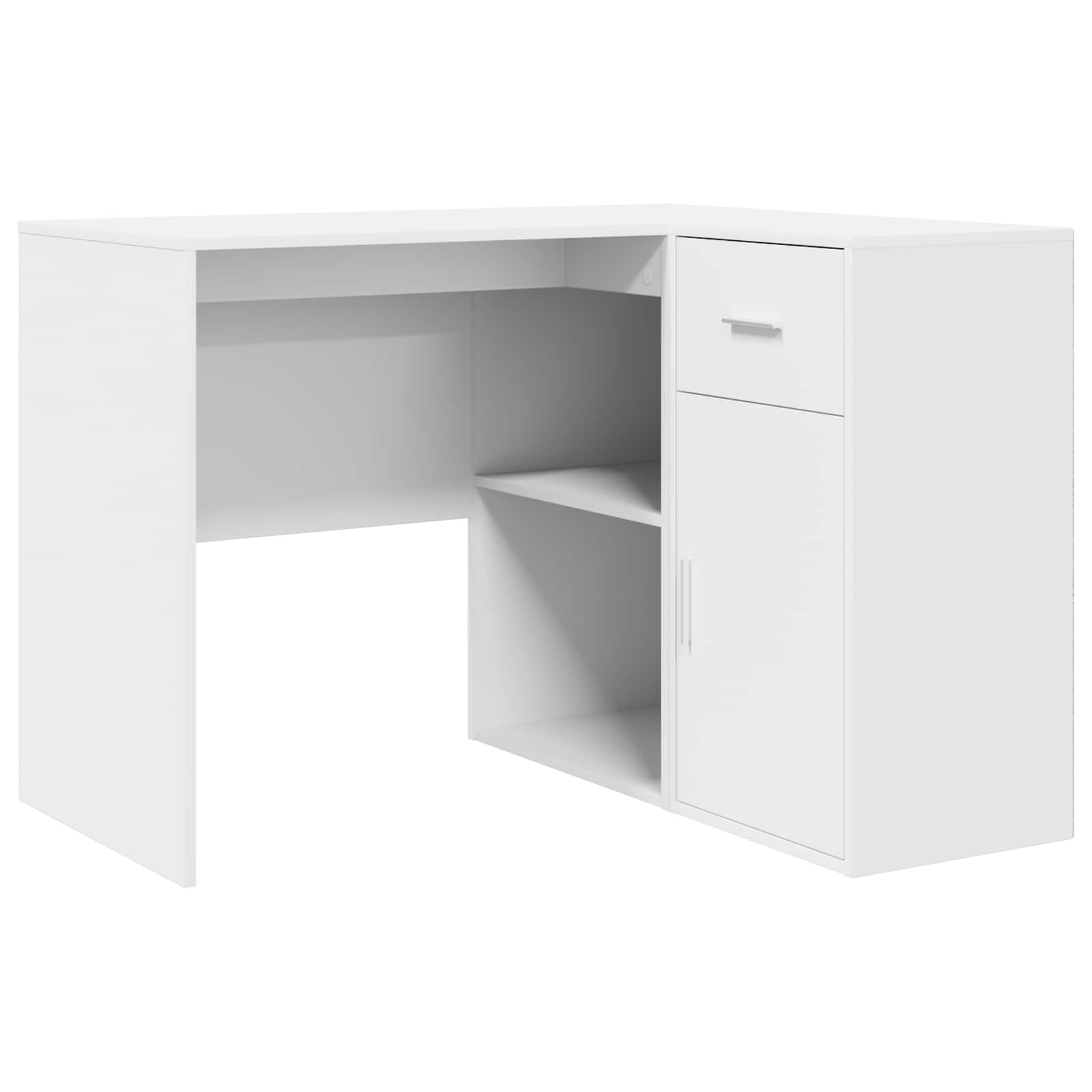 Bureau d'angle avec tiroir avec étagère Blanc 102 x 88 x 75 cm