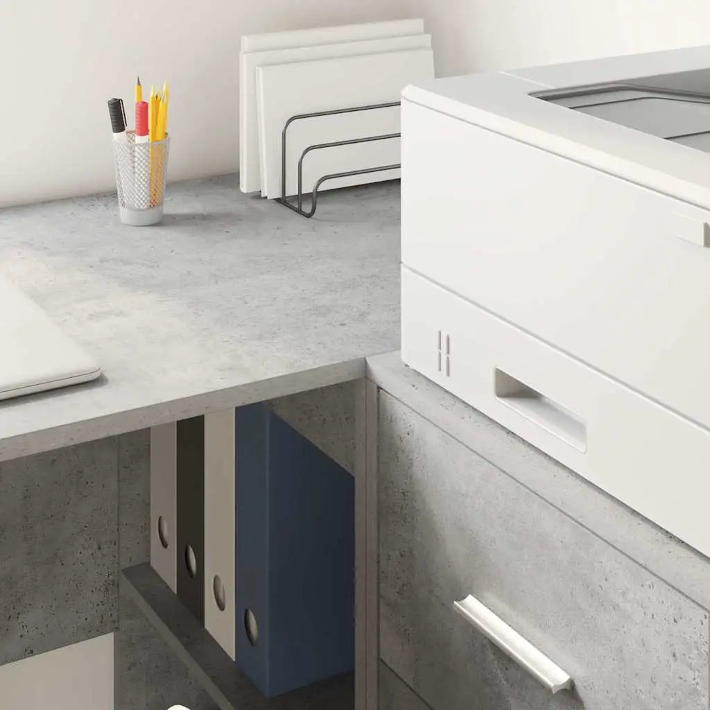 Bureau d’angle avec tiroir Gris béton 102 x 88 x 75 cm - XIOS