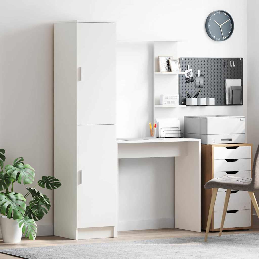 Bureau avec rangement 2 pcs Blanc 78.5 x 37 x 154.5 cm
